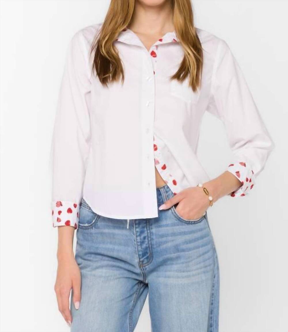 NEW VELVET HEART strawberry fields shirt in white